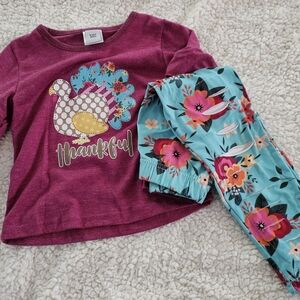 Thanksgiving Pajama Set - Purple and Teal